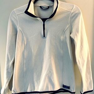 L.L.Bean classic fleece white quarter zip